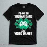 Prone To Shenanigans Video Games Shamrock Gamer T-Shirt thumb 5