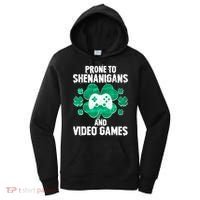 Prone To Shenanigans Video Games Shamrock Gamer Women's Hoodie thumb 0