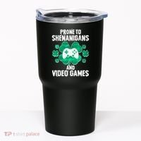 Prone To Shenanigans Video Games Shamrock Gamer Tumbler thumb 0
