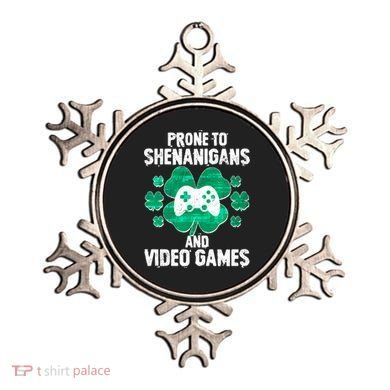 Prone To Shenanigans Video Games Shamrock Gamer Ornament