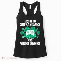 Prone To Shenanigans Video Games Shamrock Gamer Women's Tank Top thumb 0