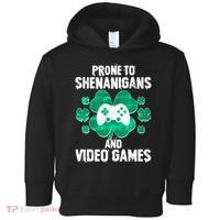Prone To Shenanigans Video Games Shamrock Gamer Toddler Hoodie thumb 0