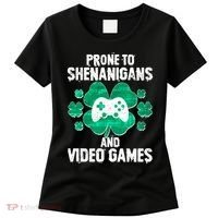 Prone To Shenanigans Video Games Shamrock Gamer Women's T-Shirt thumb 0