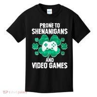 Prone To Shenanigans Video Games Shamrock Gamer Kids T-Shirt thumb 0