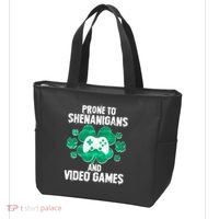 Prone To Shenanigans Video Games Shamrock Gamer Tote Bag thumb 3