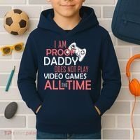 Proof That Daddy Doesn't Play Video Games All The Time Kids Hoodie thumb 2