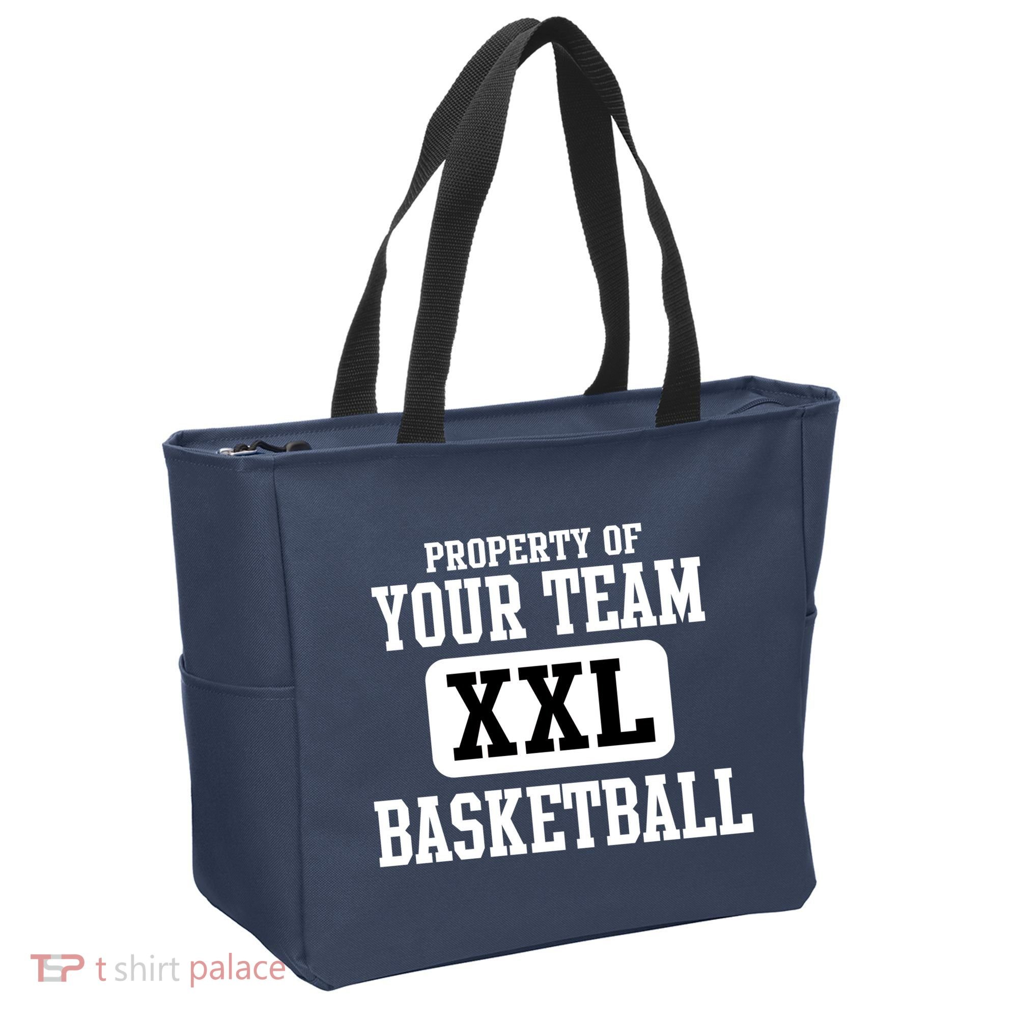 Property Of Your Team XXL Sports Personalize Text Tote Bag