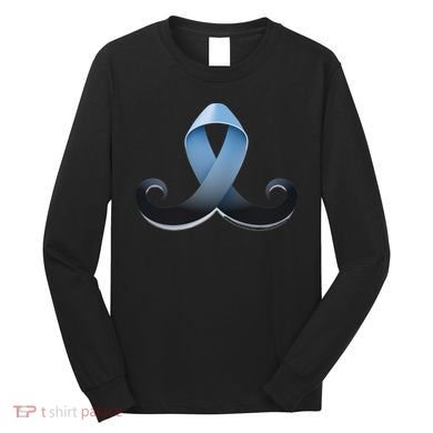 Prostate Awareness Ribbon Mustache Long Sleeve Shirt
