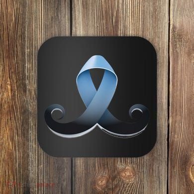 Prostate Awareness Ribbon Mustache Coaster