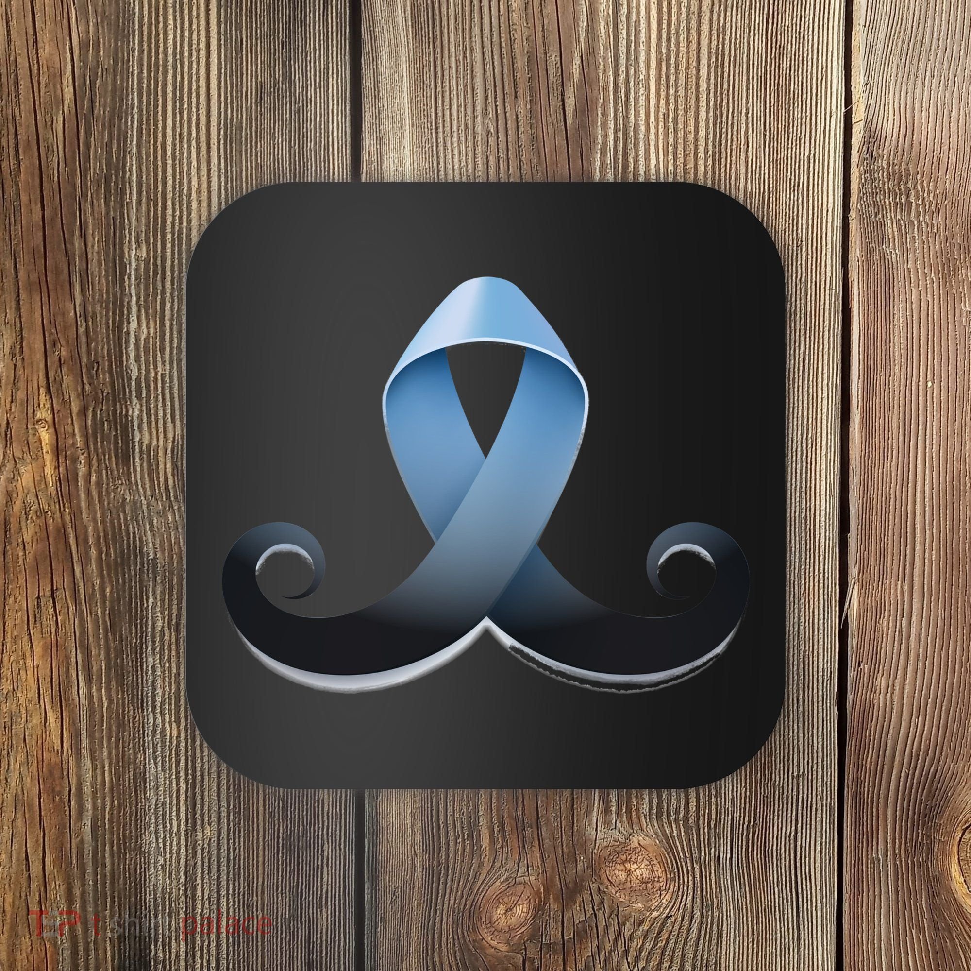 Prostate Awareness Ribbon Mustache Coaster