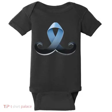 Prostate Awareness Ribbon Mustache Baby Bodysuit