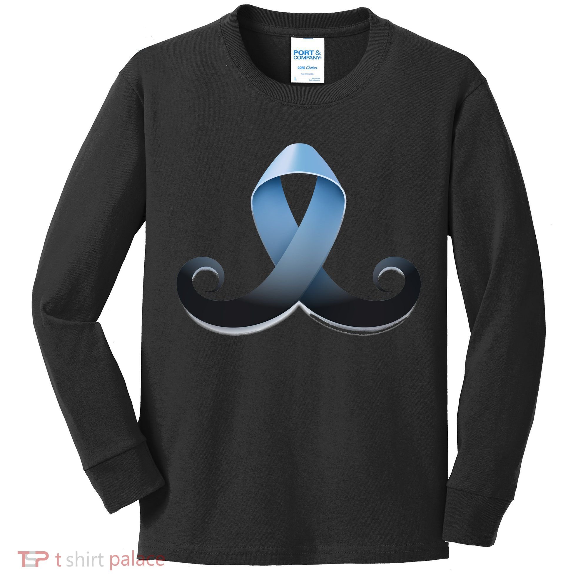 Prostate Awareness Ribbon Mustache Kids Long Sleeve Shirt