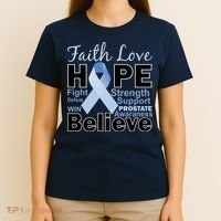 Prostate Cancer Awareness Faith Hope T-Shirt thumb 4