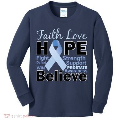 Prostate Cancer Awareness Faith Hope Kids Long Sleeve Shirt