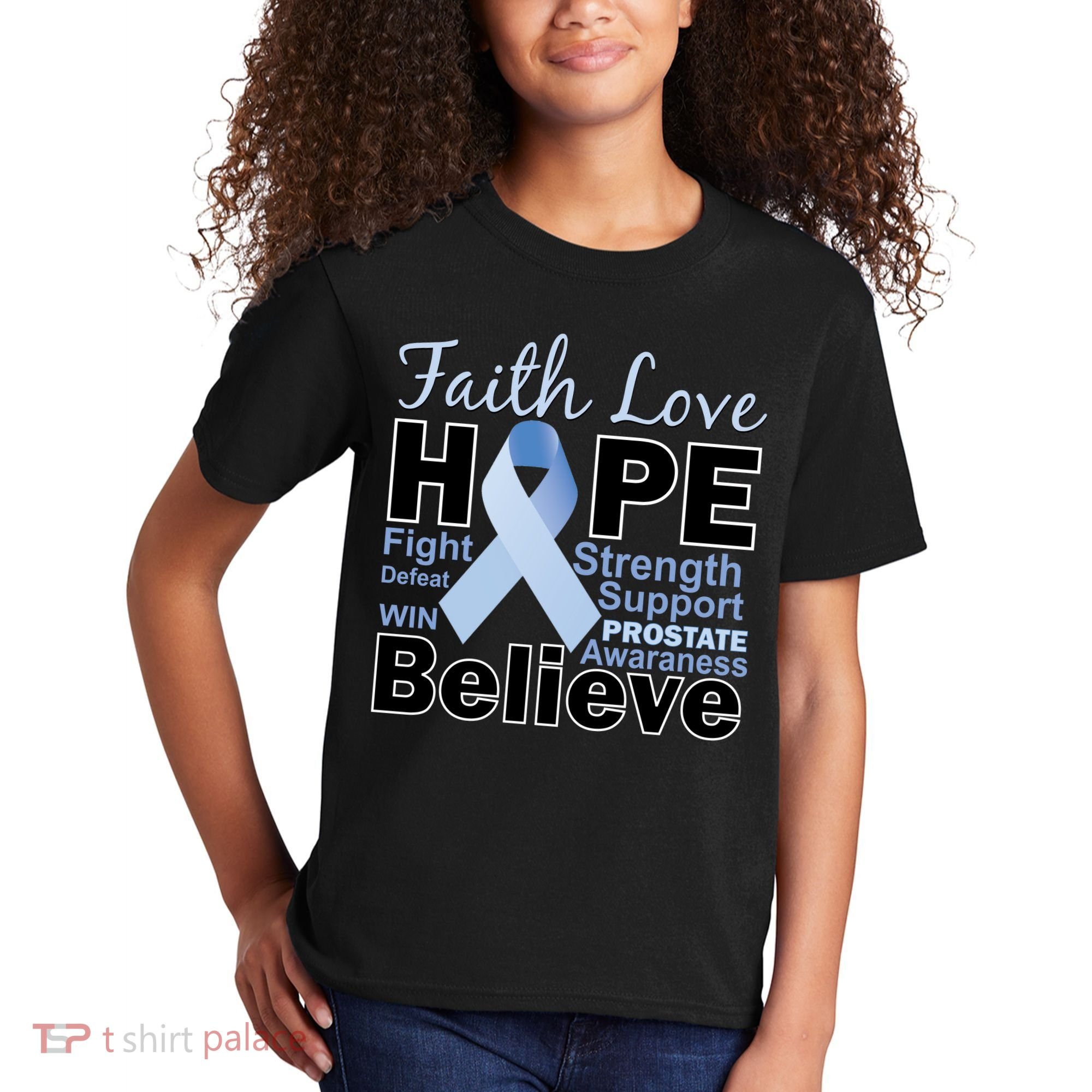 Prostate Cancer Awareness Faith Hope Kids T-Shirt