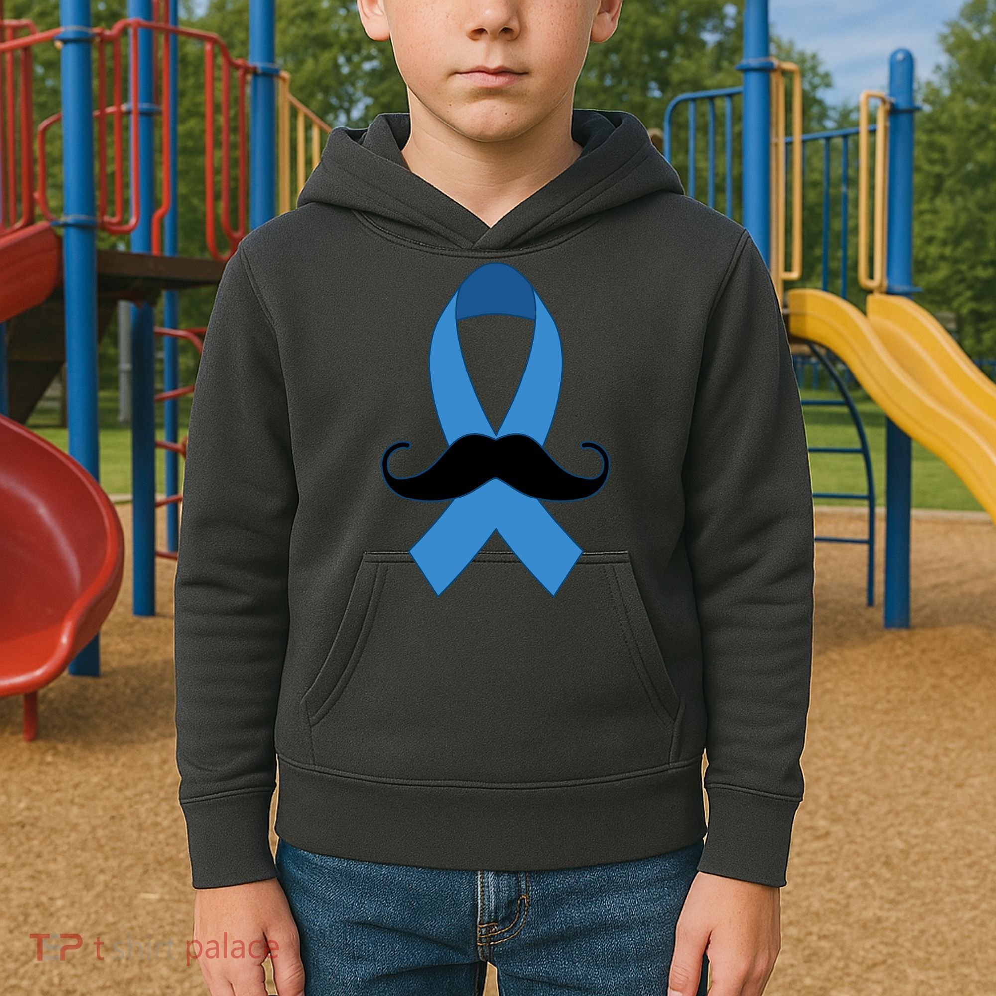 Prostate Mustache Ribbon Kids Hoodie