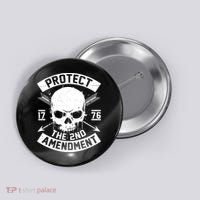 Protect The 2nd Amendment 1776 Arrow Skull Button thumb 0