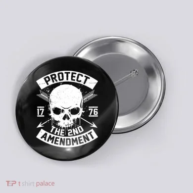 Protect The 2nd Amendment 1776 Arrow Skull Button