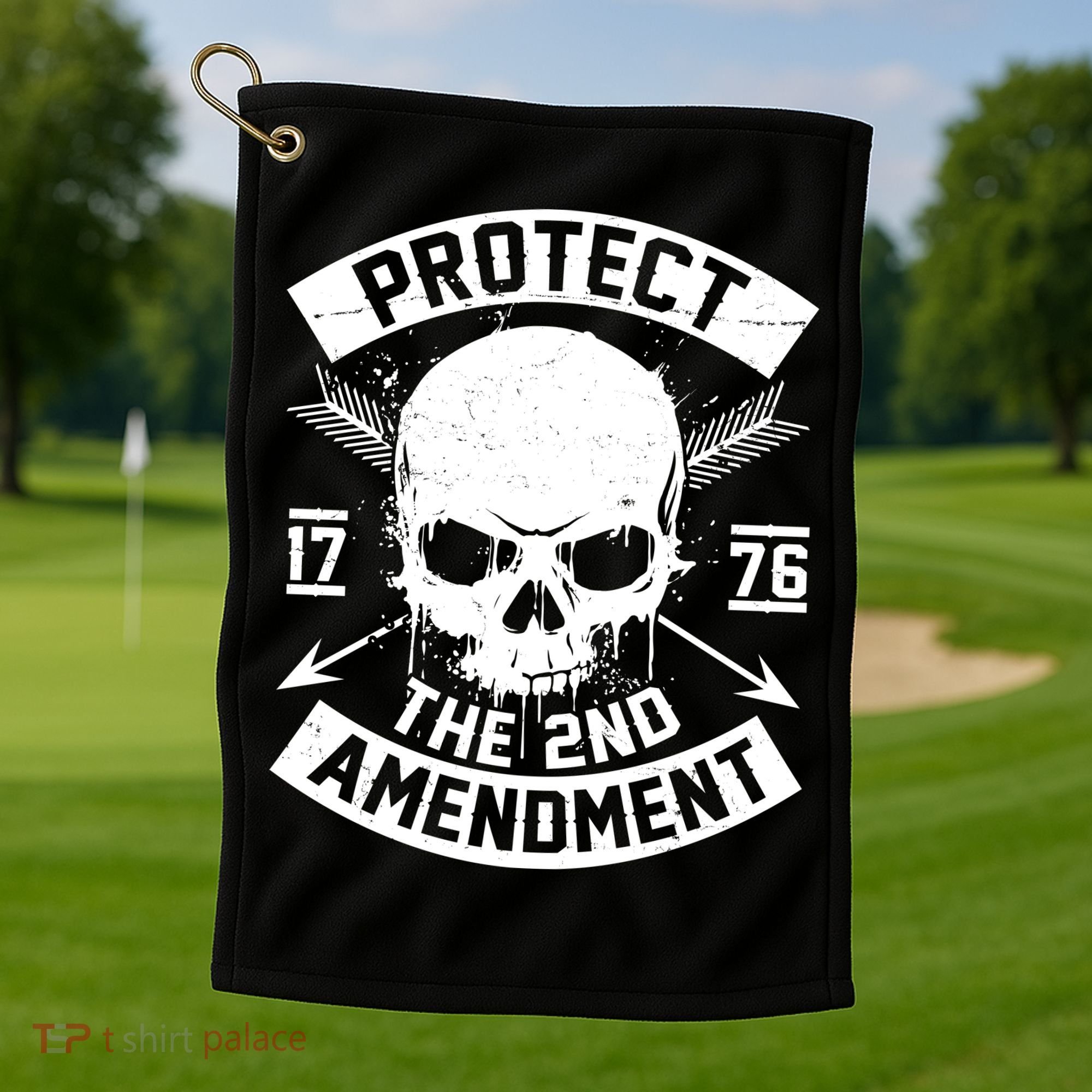 Protect The 2nd Amendment 1776 Arrow Skull Golf Towel