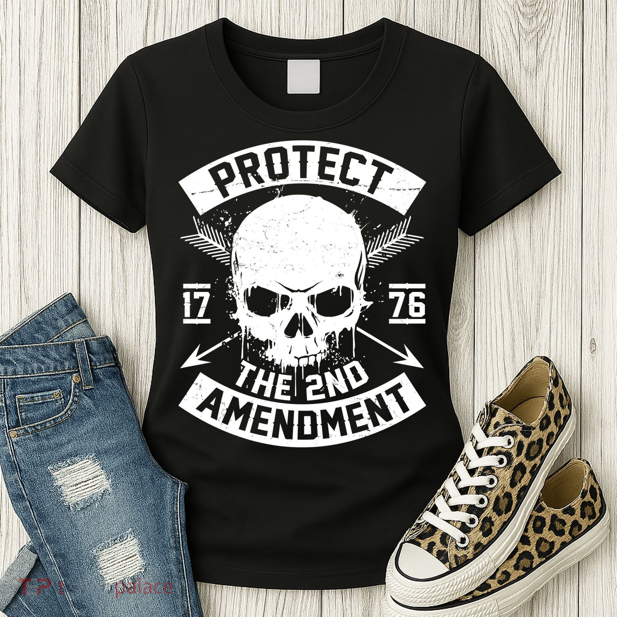 Protect The 2nd Amendment 1776 Arrow Skull Women's T-Shirt