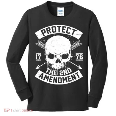 Protect The 2nd Amendment 1776 Arrow Skull Kids Long Sleeve Shirt