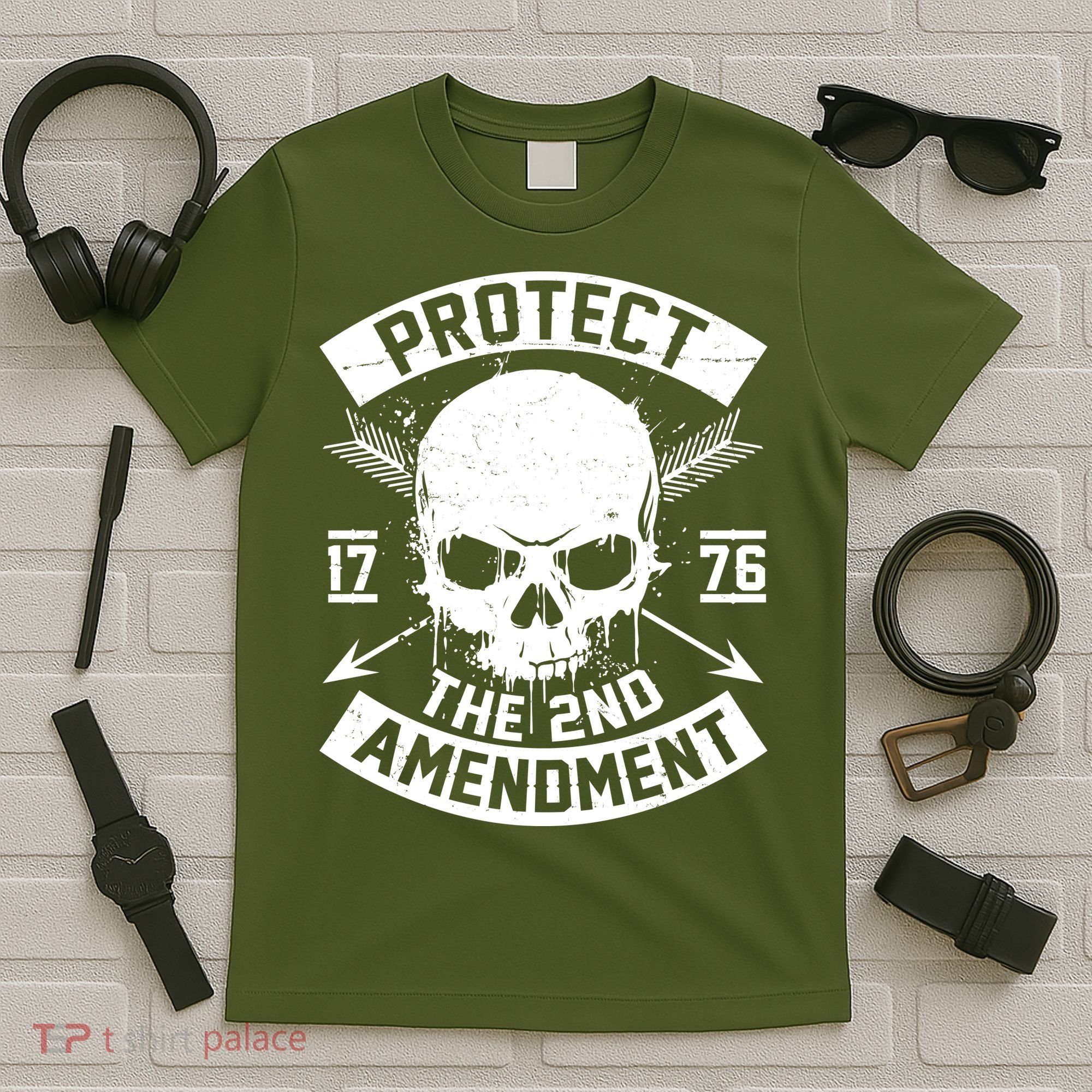 Protect The 2nd Amendment 1776 Arrow Skull T-Shirt