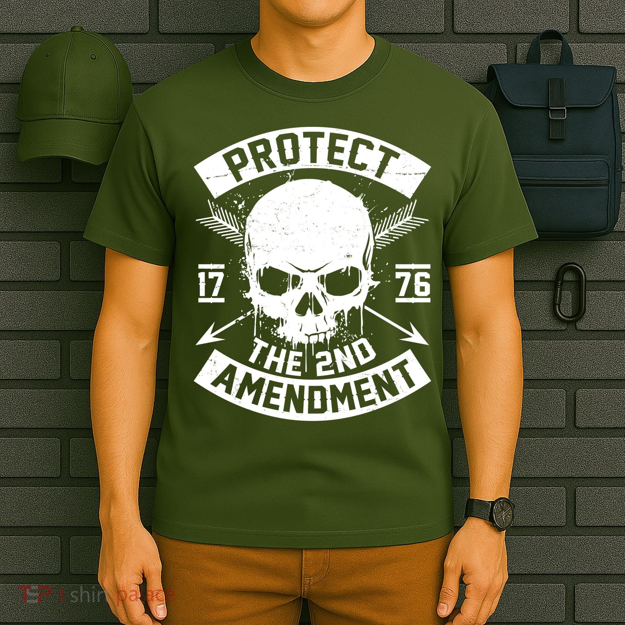 Protect The 2nd Amendment 1776 Arrow Skull T-Shirt