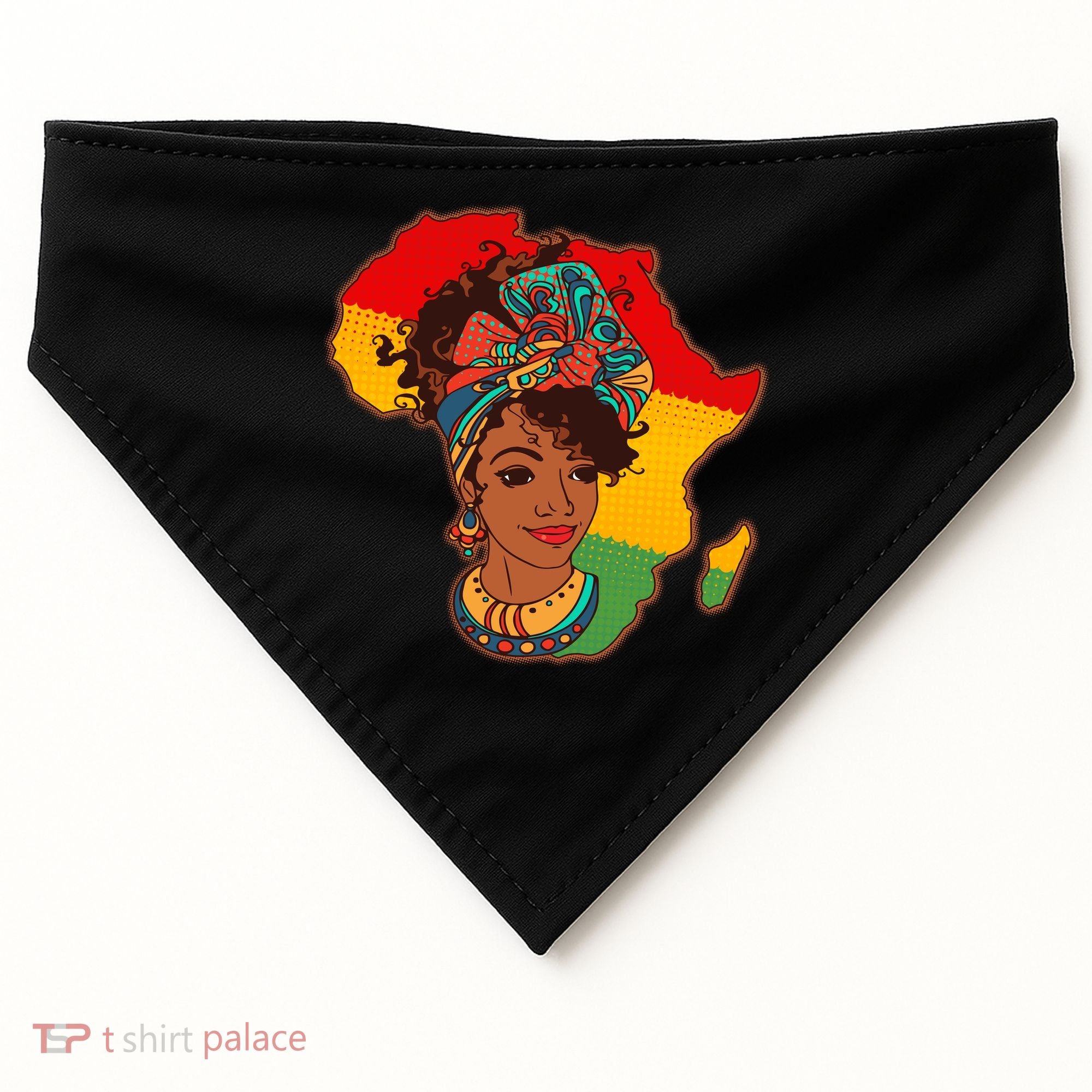 Proud African American Woman Head Wrap USA-Made Doggie Bandana