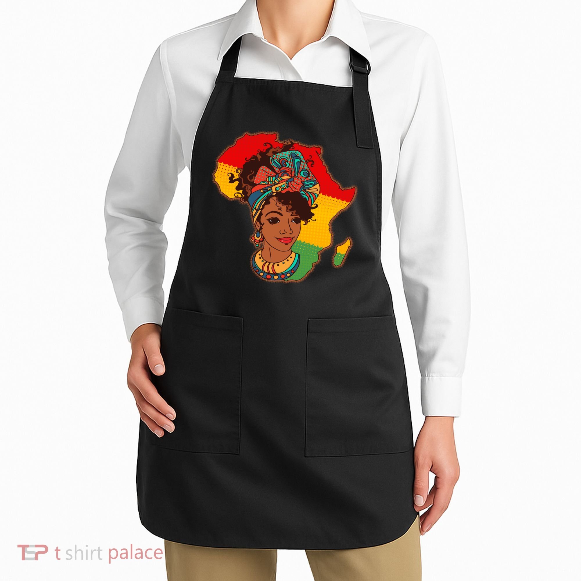 Proud African American Woman Head Wrap Apron