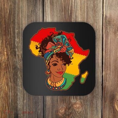 Proud African American Woman Head Wrap Coaster