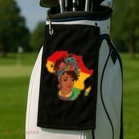 Proud African American Woman Head Wrap Golf Towel thumb 2