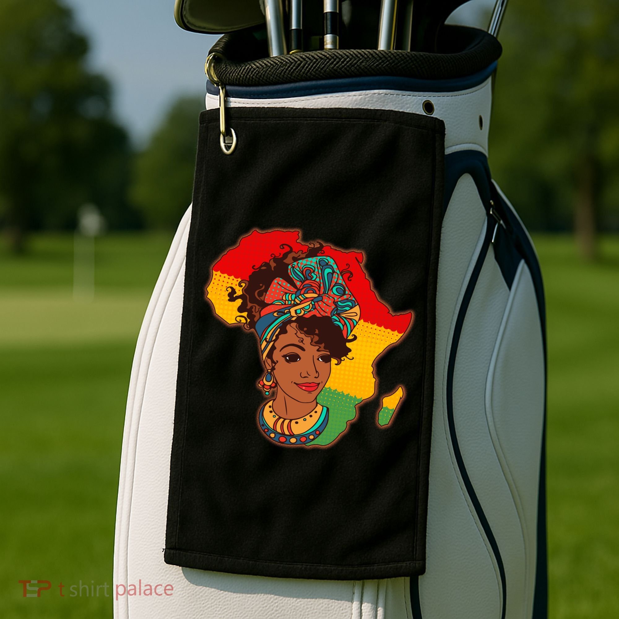 Proud African American Woman Head Wrap Golf Towel