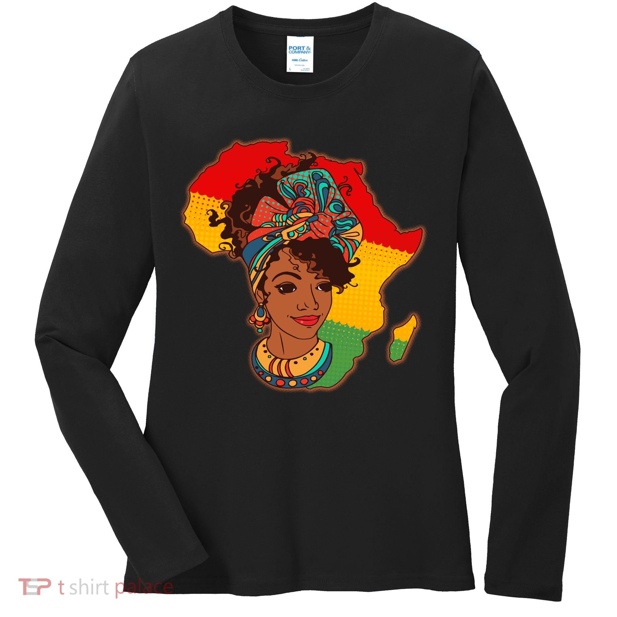 Proud African American Woman Head Wrap Women's Long Sleeve Shirt