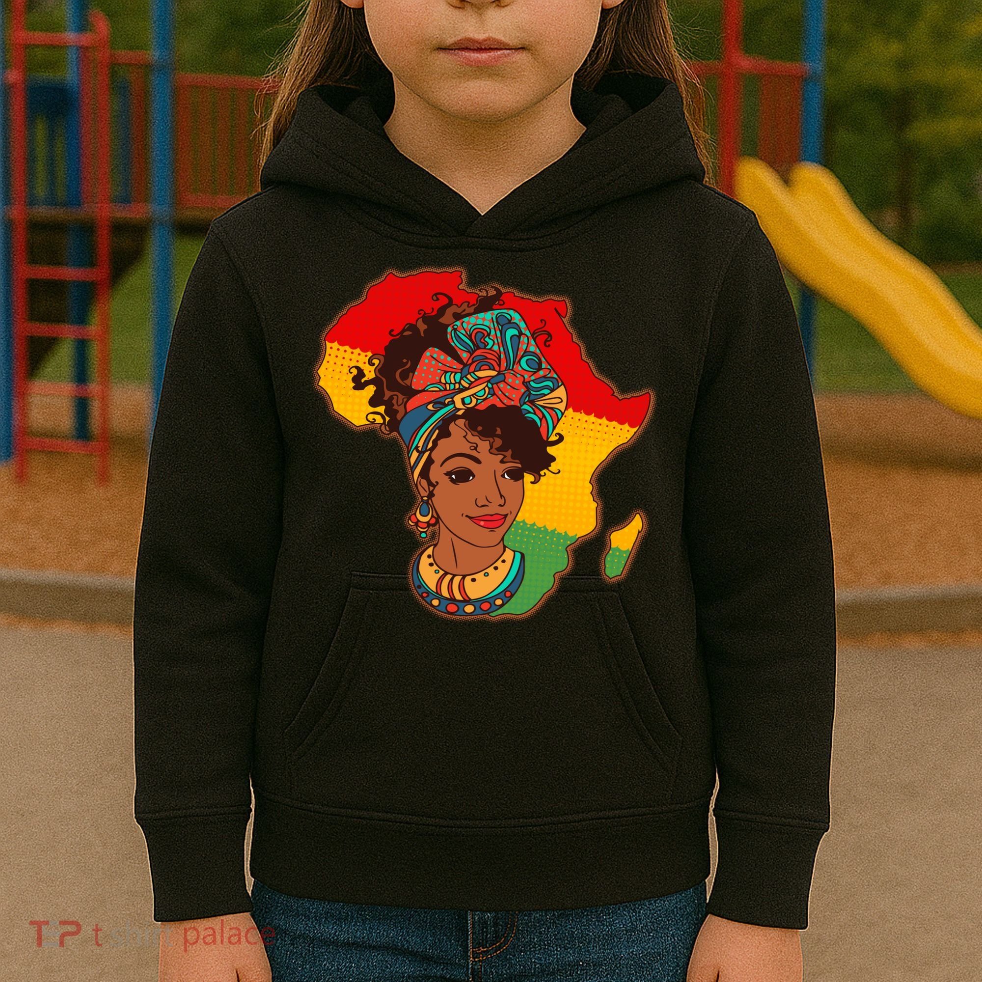 Proud African American Woman Head Wrap Kids Hoodie