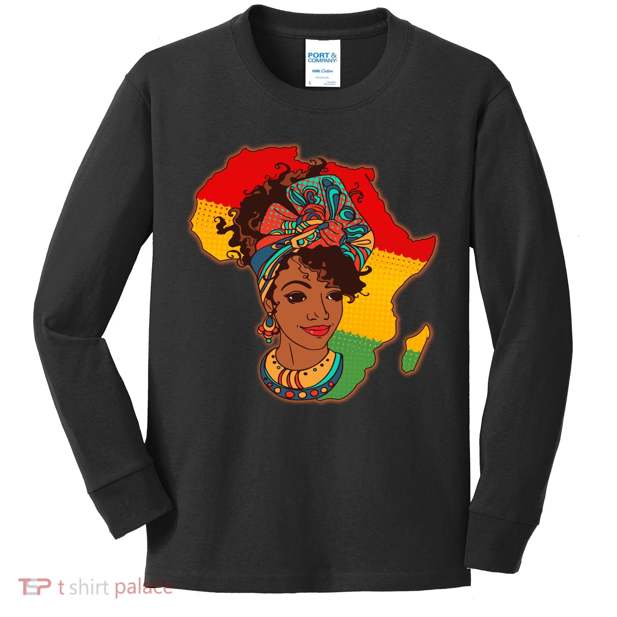 Proud African American Woman Head Wrap Kids Long Sleeve Shirt