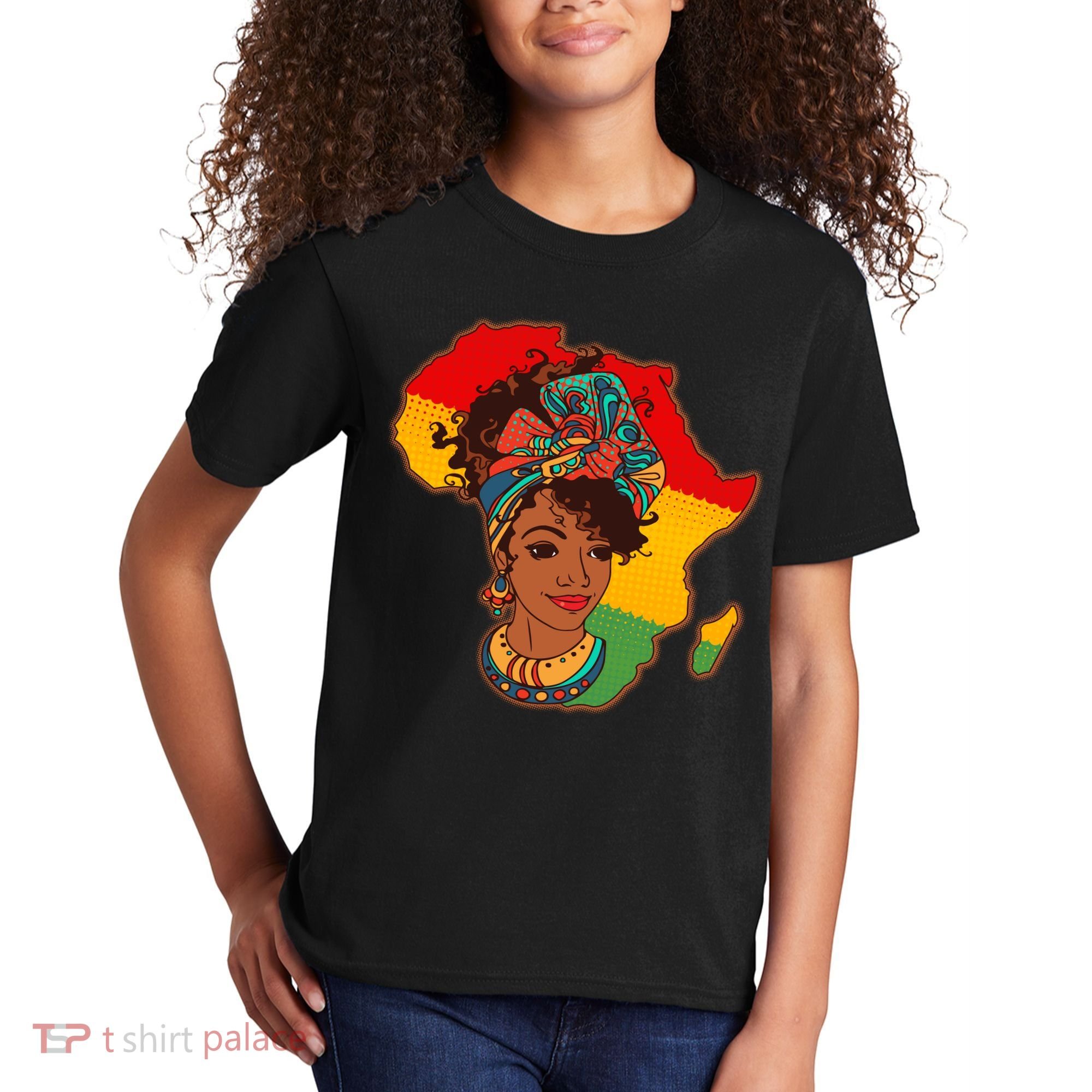 Proud African American Woman Head Wrap Kids T-Shirt