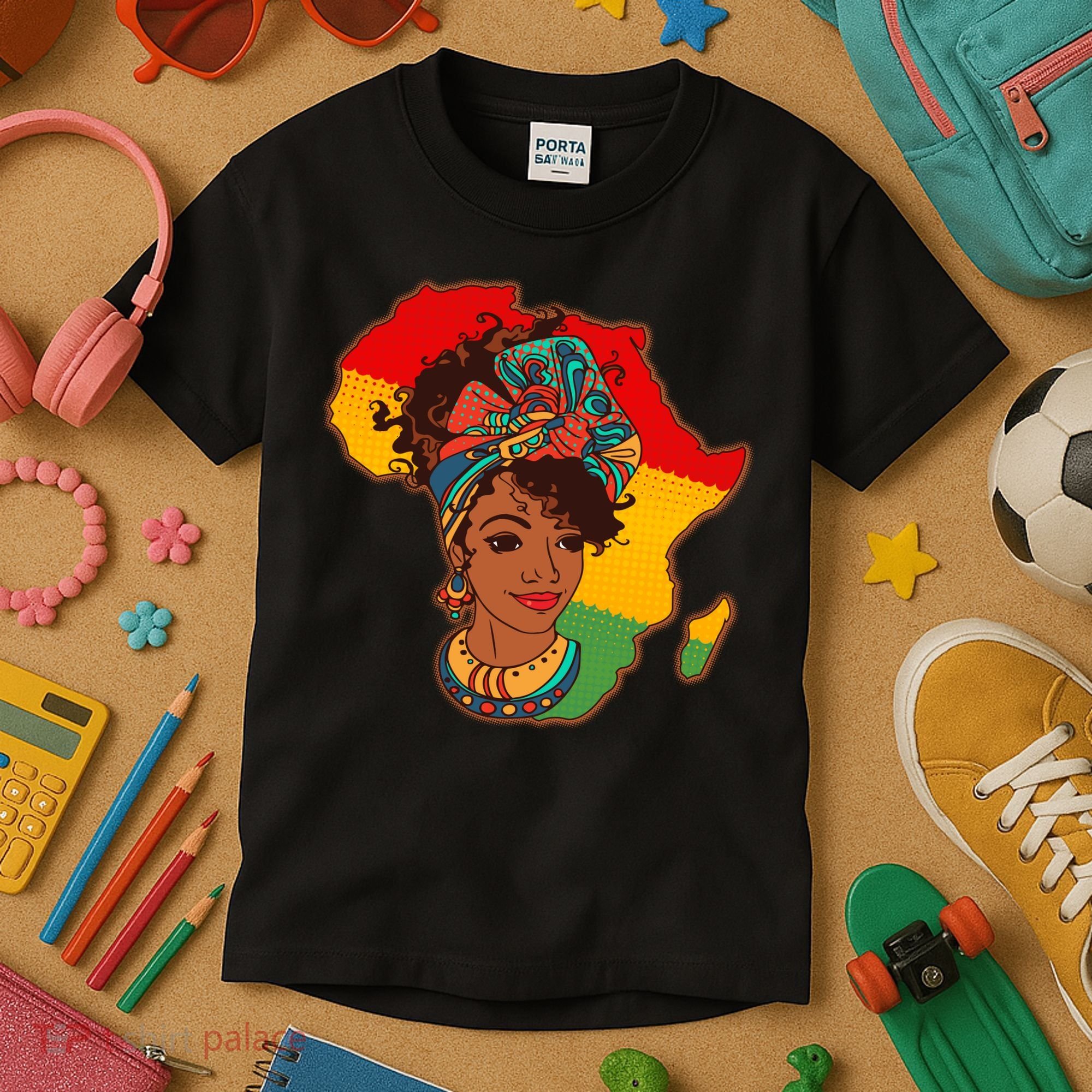 Proud African American Woman Head Wrap Kids T-Shirt