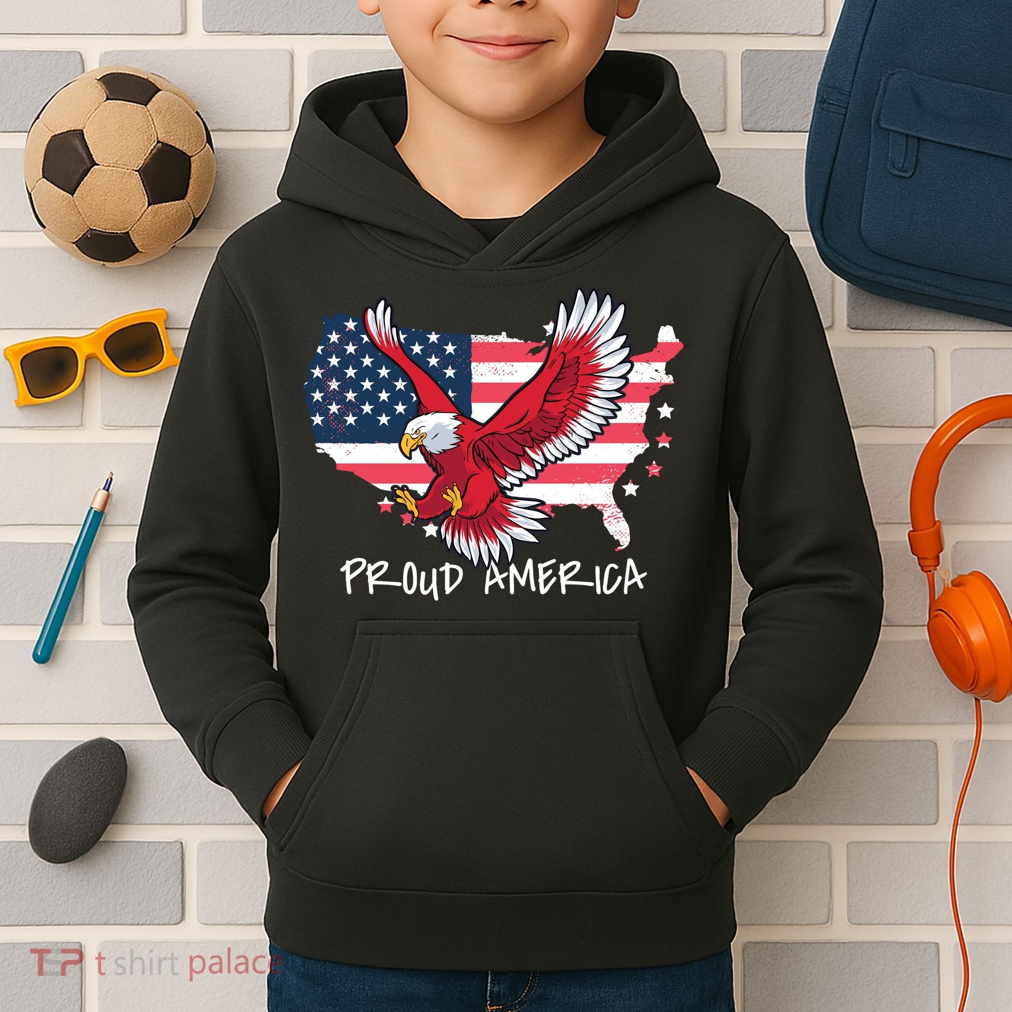 Proud American Eagle Kids Hoodie