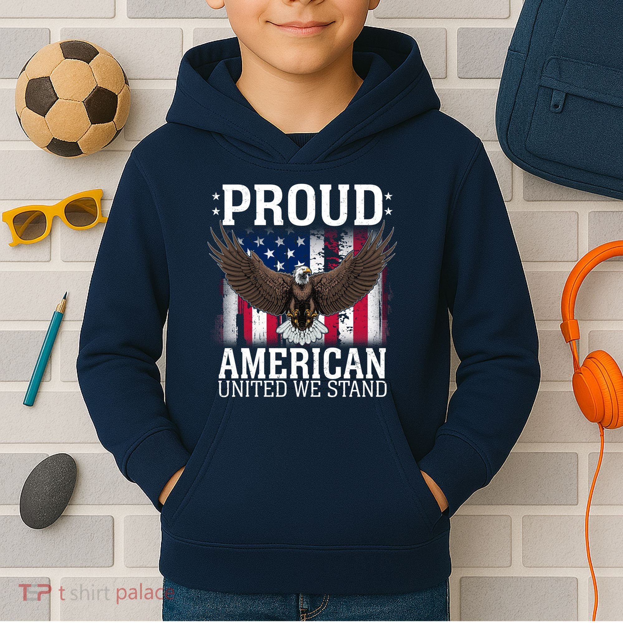 Proud American United We Stand Eagle Kids Hoodie