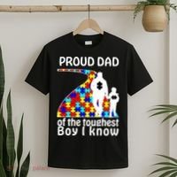 Proud Autism Dad Of The Toughest Boy I Know T-Shirt thumb 2