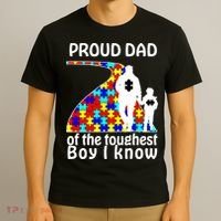Proud Autism Dad Of The Toughest Boy I Know T-Shirt thumb 3