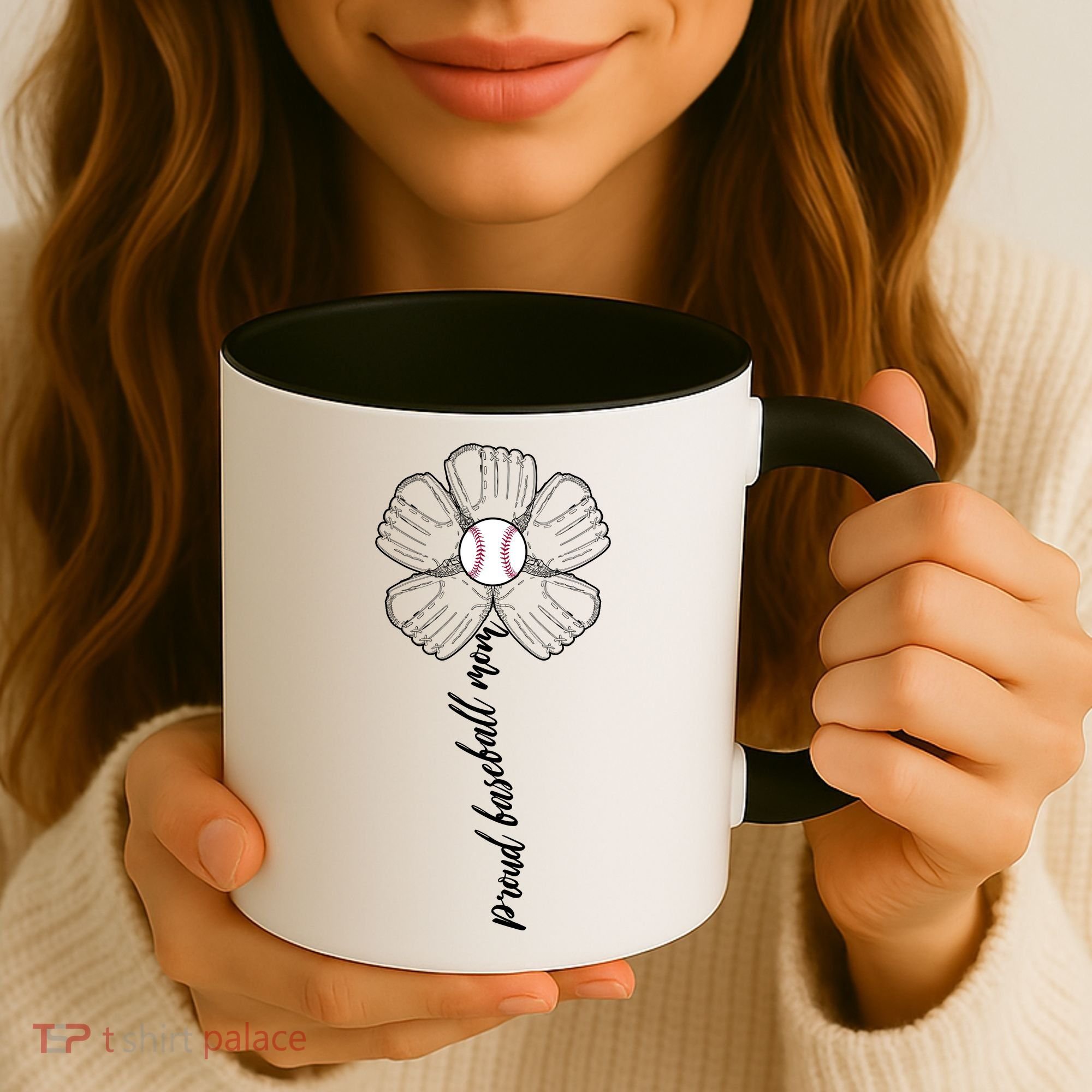 Proud Baseball Mom Flower Coffee Mug