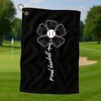 Proud Baseball Mom Flower Golf Towel thumb 1