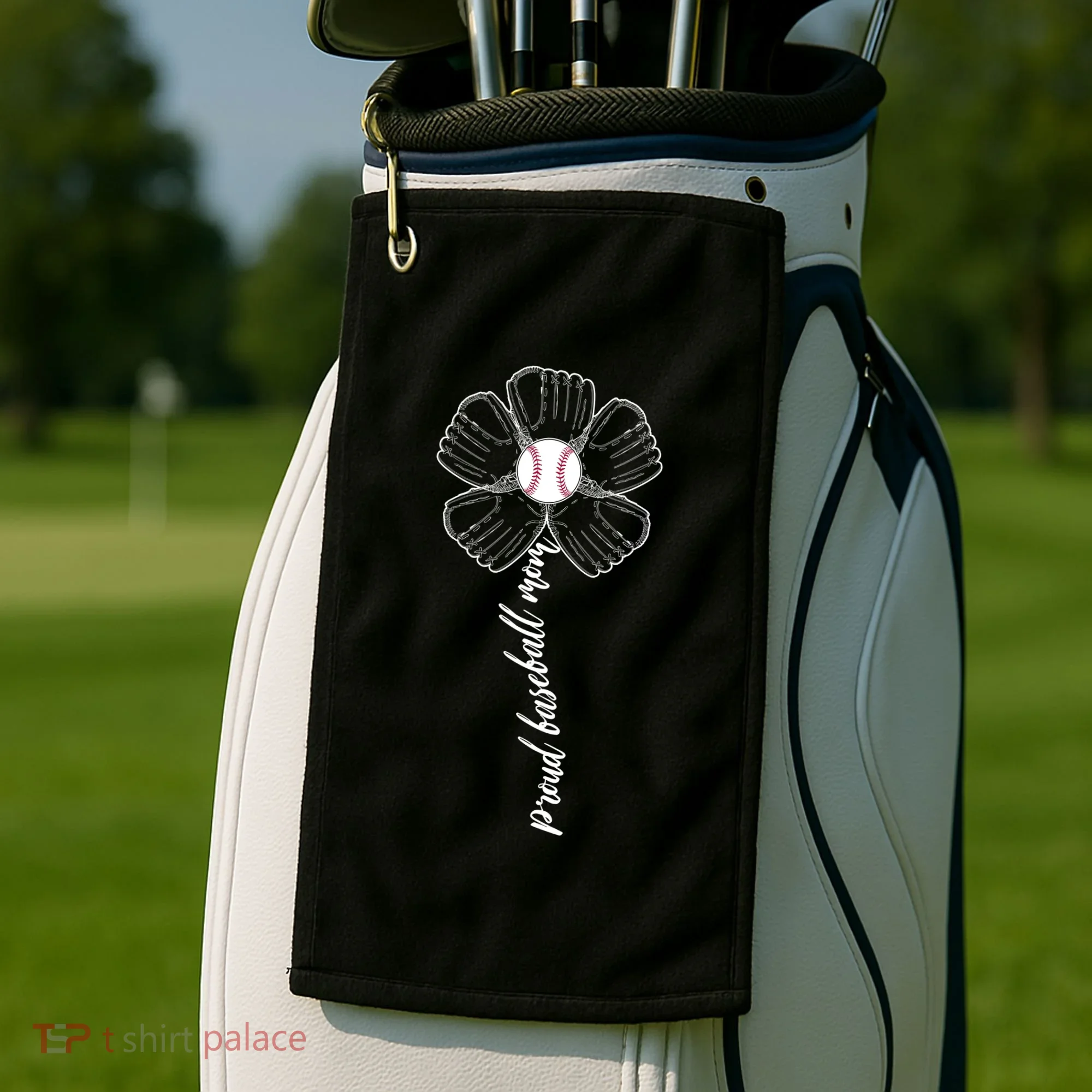 Proud Baseball Mom Flower Golf Towel