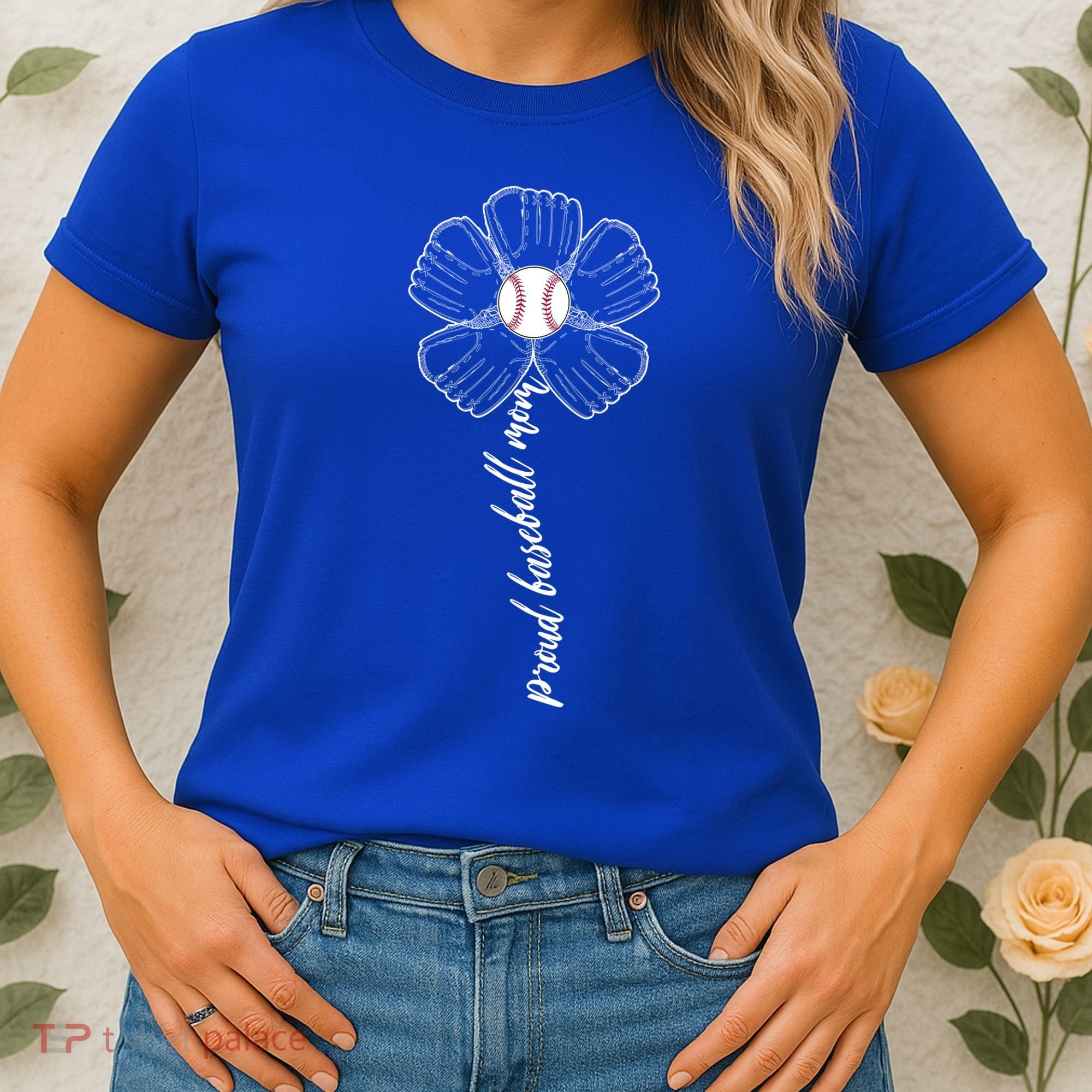 Proud Baseball Mom Flower Women's T-Shirt
