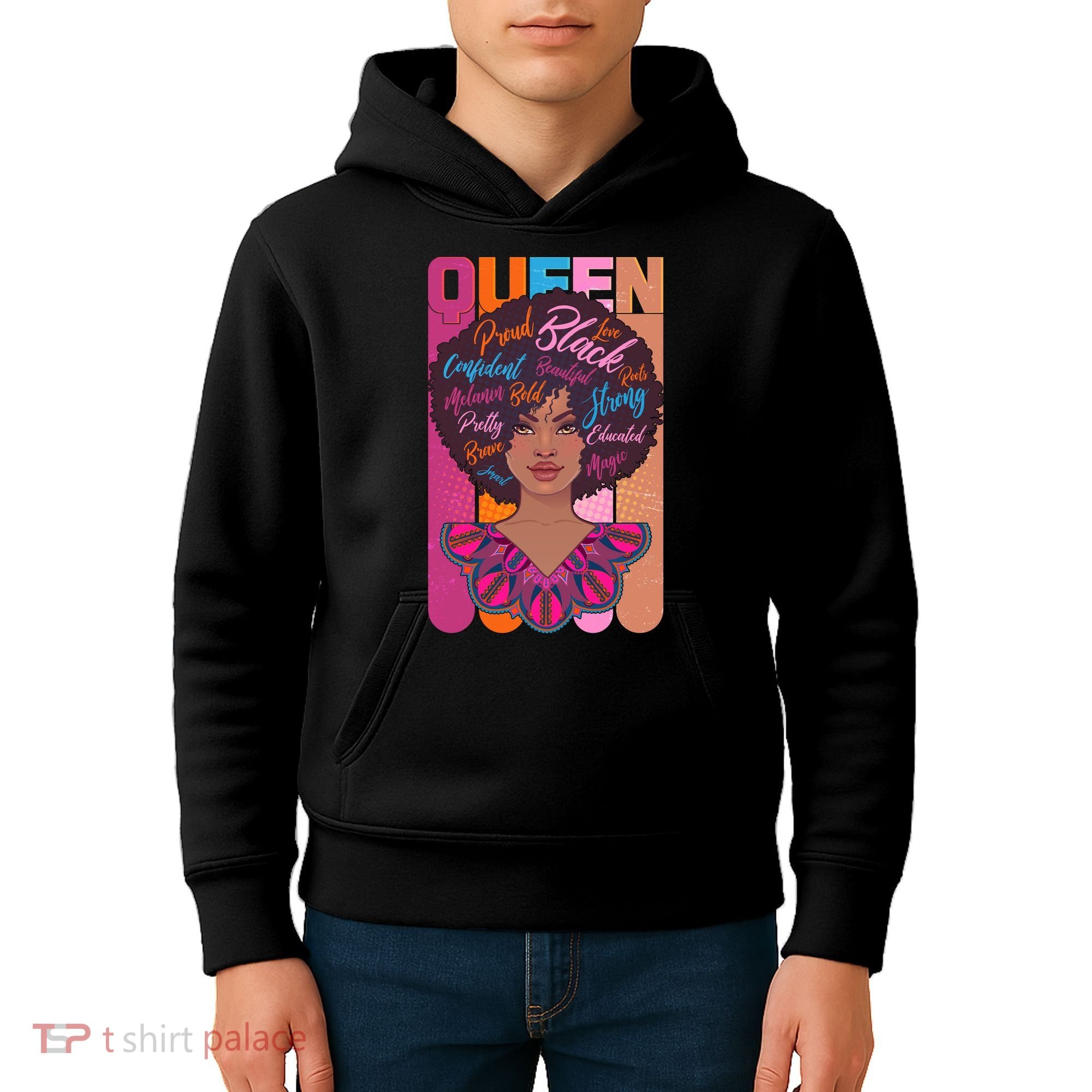 Proud Black African American Queen Kids Hoodie