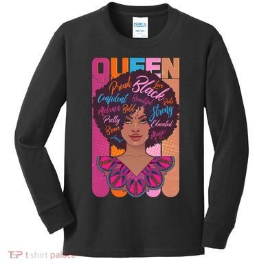Proud Black African American Queen Kids Long Sleeve Shirt