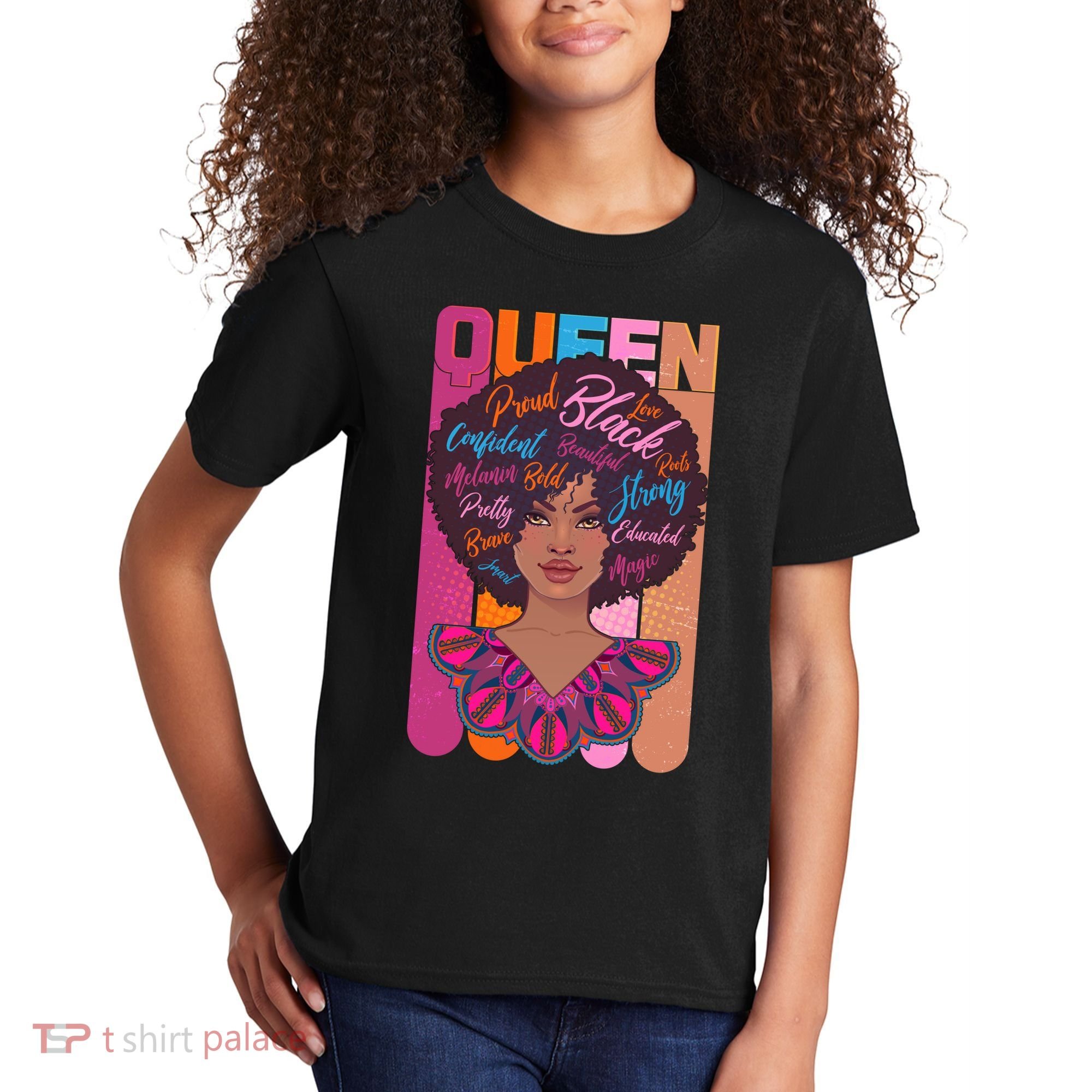 Proud Black African American Queen Kids T-Shirt
