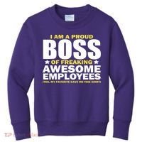 Proud Boss Of Freaking Awesome Employees Kids Sweatshirt thumb 0