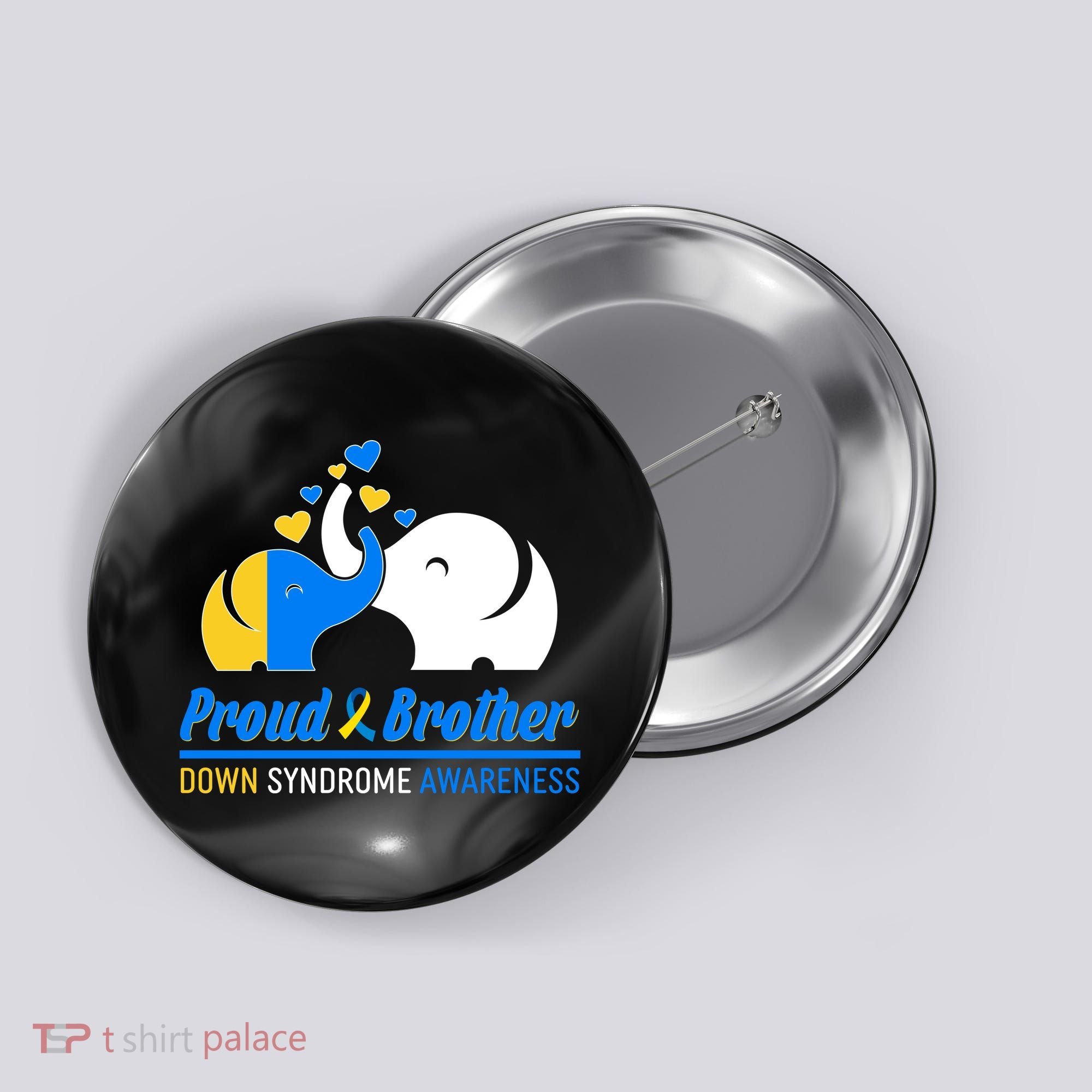 Proud Brother Down Syndrome Awareness Elephants Button